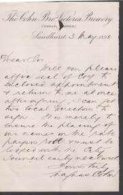 Document - COHN BROTHERS COLLECTION: HANDWRITTEN NOTE DATED 1893