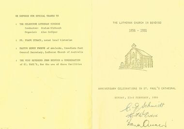 Document - THE LUTHERAN CHURCH IN BENDIGO, 1986