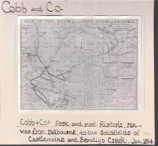 Photograph - COBB & CO,., MAP OF COACH RUN TO BENDIGO