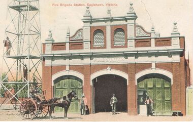Postcard - EAGLEHAWK FIRE STATION POSTCARD, 16th October, 1909