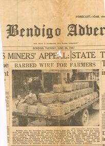 Newspaper - ABBOTT COLLECTION: BARBED WIRE FOR FARMERS