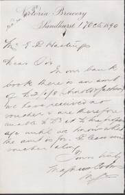 Document - COHN BROTHERS COLLECTION: HANDWRITTEN NOTE DATED 1890