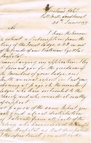 Document - ANCIENT ORDER OF FORESTERS NO. 3770 COLLECTION: CORRESPONDENCE