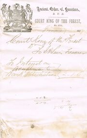 Document - ANCIENT ORDER OF FORESTERS NO. 3770 COLLECTION: CORRESPONDENCE