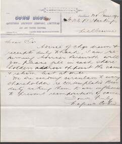 Document - COHN BROTHERS COLLECTION: HANDWRITTEN NOTE DATED 1892