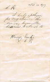 Document - ANCIENT ORDER OF FORESTERS NO. 3770 COLLECTION: CORRESPONDENCE