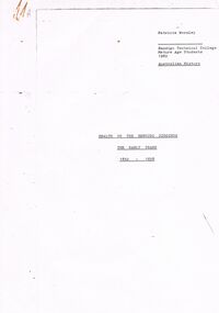Document - HEALTH ON THE BENDIGO DIGGINGS: 1852 TO 1858