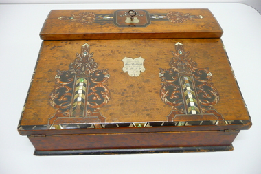Furniture - INLAID WOODEN WRITING BOX, 1891