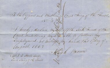 Document - ANCIENT ORDER OF FORESTERS NO. 3770 COLLECTION: CORRESPONDENCE