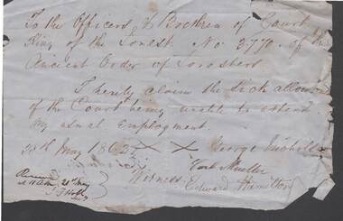 Document - ANCIENT ORDER OF FORESTERS NO. 3770 COLLECTION: CORRESPONDENCE