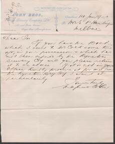 Document - COHN BROTHERS COLLECTION: HANDWRITTEN NOTE DATED 1893
