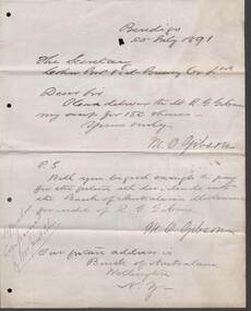 Document - COHN BROTHERS COLLECTION: 1891 HANDWRITTEN LETTER