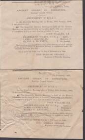 Document - ANCIENT ORDER OF FORESTERS NO. 3770 COLLECTION: CORRESPONDENCE