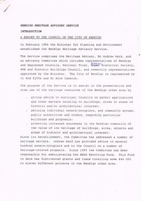Document - BENDIGO HERITAGE ADVISORY SERVICE: REPORT TO COUNCIL, JAN 1987