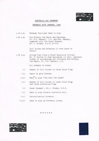 Document - AUSTRALIA DAY DOCUMENTS, 1983 TO 1984, 26/01/1984