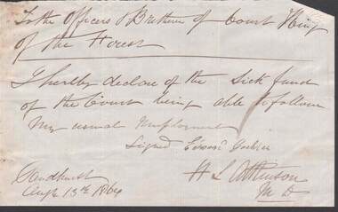 Document - ANCIENT ORDER OF FORESTERS NO. 3770 COLLECTION: CORRESPONDENCE