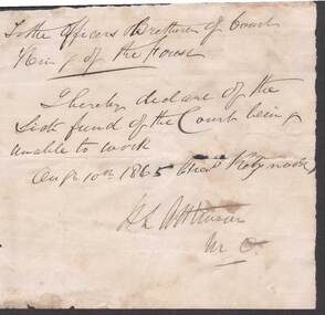 Document - ANCIENT ORDER OF FORESTERS NO. 3770 COLLECTION: CORRESPONDENCE