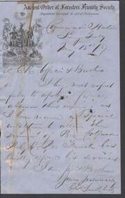 Document - ANCIENT ORDER OF FORESTERS NO. 3770 COLLECTION: CORRESPONDENCE