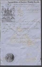 Document - ANCIENT ORDER OF FORESTERS NO. 3770 COLLECTION: CORRESPONDENCE