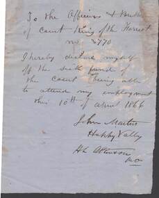 Document - ANCIENT ORDER OF FORESTERS NO. 3770 COLLECTION: CORRESPONDENCE