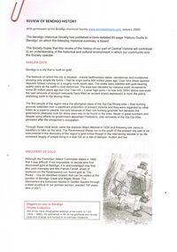 Document - ''REVIEW OF BENDIGO HISTORY'' (BHS)
