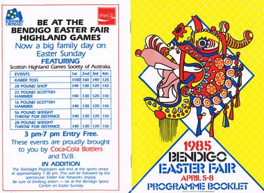 Document - BENDIGO EASTER FAIR 1985, 5 April 1985