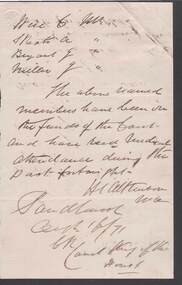 Document - ANCIENT ORDER OF FORESTERS NO. 3770 COLLECTION: CORRESPONDENCE