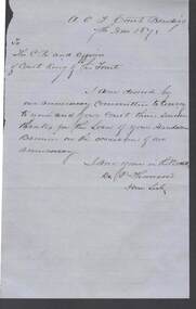 Document - ANCIENT ORDER OF FORESTERS NO. 3770 COLLECTION: CORRESPONDENCE