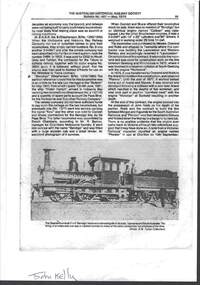 Document - RAILWAYS COLLECTION: STEPHENSON LOCOMOTIVE NAMED BENDIGO