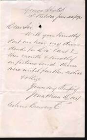 Document - COHN BROTHERS COLLECTION: 1894 HANDWRITTEN NOTE