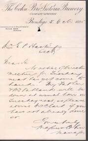 Document - COHN BROTHERS COLLECTION: 1895 HANDWRITTEN NOTE