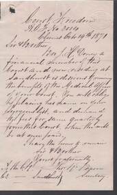 Document - ANCIENT ORDER OF FORESTERS NO. 3770 COLLECTION: CORRESPONDENCE