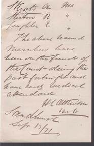 Document - ANCIENT ORDER OF FORESTERS NO. 3770 COLLECTION: CORRESPONDENCE
