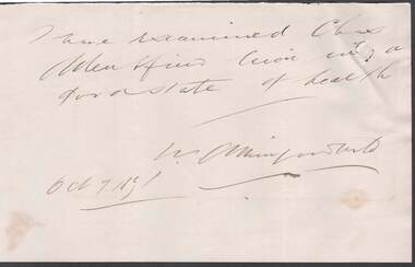 Document - ANCIENT ORDER OF FORESTERS NO. 3770 COLLECTION: CORRESPONDENCE