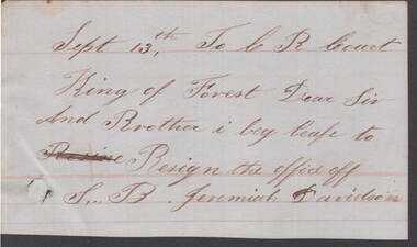 Document - ANCIENT ORDER OF FORESTERS NO. 3770 COLLECTION: CORRESPONDENCE