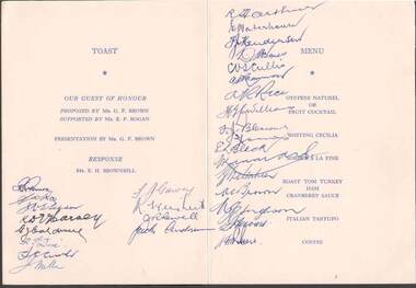 Document - RAILWAYS COLLECTION: RETIREMENT DINNER MENU FOR EDGAR H. BROWNBILL