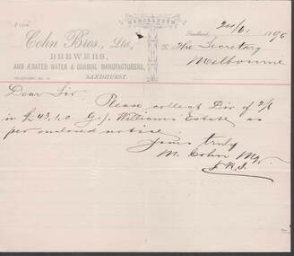 Document - COHN BROTHERS COLLECTION: 1895 HANDWRITTEN NOTE