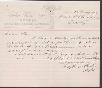 Document - COHN BROTHERS COLLECTION: 1895 PRINTED MEMORANDUM