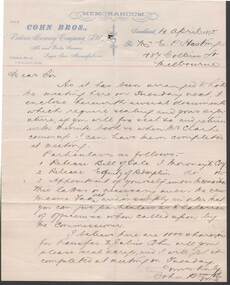 Document - COHN BROTHERS COLLECTION: 1895 MEMORANDUM WITH HANDWRITTEN NOTE