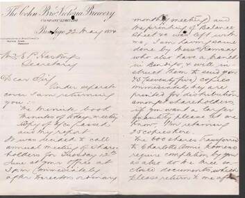 Document - COHN BROTHERS COLLECTION: 1894 HANDWRITTEN NOTE
