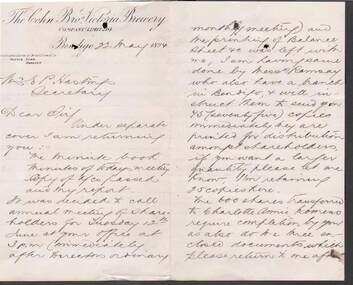 Document - COHN BROTHERS COLLECTION: 1894 HANDWRITTEN NOTE