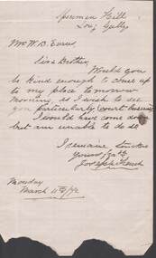Document - ANCIENT ORDER OF FORESTERS NO. 3770 COLLECTION: CORRESPONDENCE