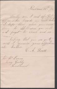 Document - ANCIENT ORDER OF FORESTERS NO. 3770 COLLECTION: CORRESPONDENCE