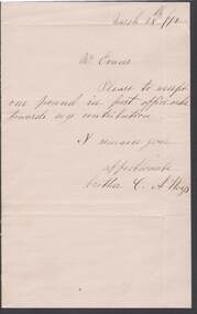 Document - ANCIENT ORDER OF FORESTERS NO. 3770 COLLECTION: CORRESPONDENCE