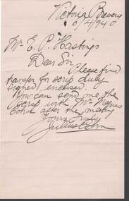 Document - COHN BROTHERS COLLECTIION: 1894 HANDWRITTEN NOTE