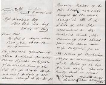 Document - COHN BROTHERS COLLECTION: 1895 HANDWRITTEN NOTE