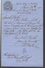 Document - ANCIENT ORDER OF FORESTERS NO. 3770 COLLECTION: CORRESPONDENCE