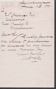 Document - COHN BROTHERS COLLECTION: 1895 HANDWRITTEN NOTE