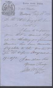 Document - ANCIENT ORDER OF FORESTERS NO. 3770 COLLECTION: CORRESPONDENCE