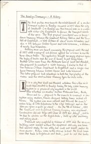 Document - ''THE BENDIGO TRAMWAYS: A HISTORY''